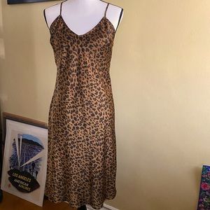 Leopard print faux silk dress